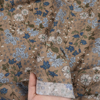 Made in Japan HOKKOH Floral Brown Non-Stretch Peached Cotton Flannel DS21647