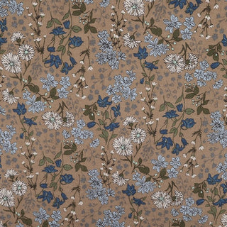 Made in Japan HOKKOH Floral Brown Non-Stretch Peached Cotton Flannel DS21647