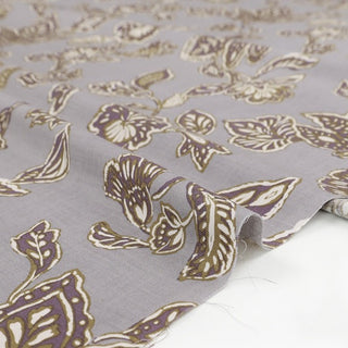 Made in Japan HOKKOH Floral Purple Non-Stretch Cotton Wool Blended Twill DS21649