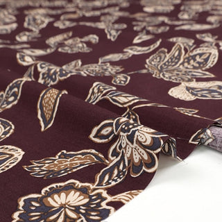 Made in Japan HOKKOH Floral Red Non-Stretch Cotton Wool Blended Twill DS21650