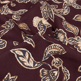 Made in Japan HOKKOH Floral Red Non-Stretch Cotton Wool Blended Twill DS21650