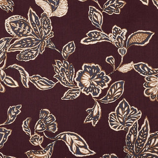 Made in Japan HOKKOH Floral Red Non-Stretch Cotton Wool Blended Twill DS21650