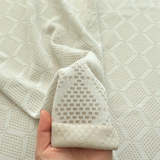 Made in Japan HOKKOH Geometric Off-White Stretch Cotton Recycled Polyester Blended Dobby Jacquard DS21653