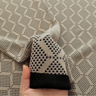 Made in Japan HOKKOH Geometric Brown Stretch Cotton Recycled Polyester Blended Dobby Jacquard DS21654