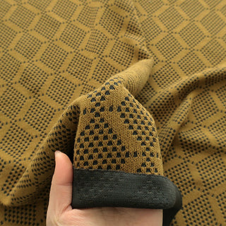 Made in Japan HOKKOH Geometric Yellow Stretch Cotton Recycled Polyester Blended Dobby Jacquard DS21656