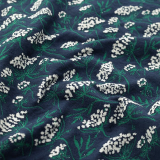 Made in Japan HOKKOH Floral Blue Stretch Cotton Dobby Jacquard DS21658
