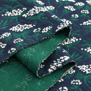 Made in Japan HOKKOH Floral Blue Stretch Cotton Dobby Jacquard DS21658