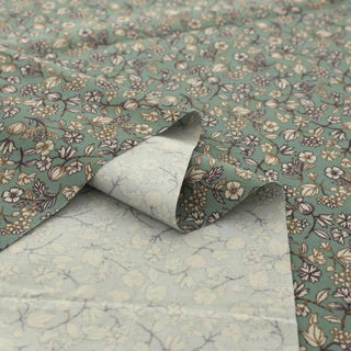 Made in Japan HOKKOH Floral Green Non-Stretch Cotton Pinwale Corduroy DS21659