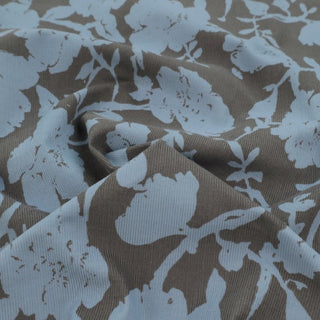 Made in Japan SUNWELL Floral Blue Non-Stretch Cotton Pinwale Corduroy DS21661