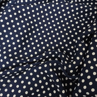 Yardblox Exclusive Reformation Polka Dot Blue Non-Stretch Viscose LENZING™ ECOVERO™ Viscose Blended Crepe De Chine DS23515