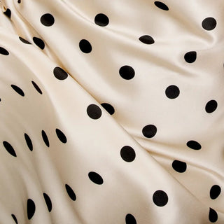 Yardblox Exclusive Reformation Polka Dot Off-White Non-Stretch Silk Satin DS23519