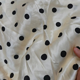 Yardblox Exclusive Reformation Polka Dot Off-White Non-Stretch Silk Satin DS23519