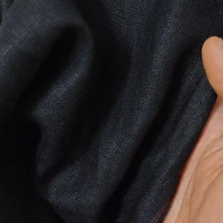 Yardblox Exclusive Reformation Solid Black Non-Stretch Linen Plain Woven DS23520