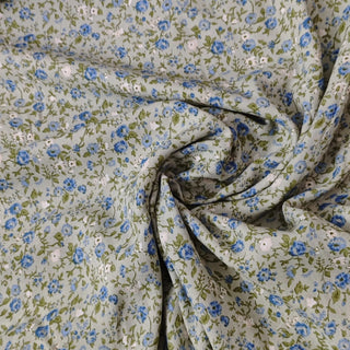Yardblox Exclusive Reformation Floral Green Non-Stretch Viscose LENZING™ ECOVERO™ Viscose Blended Crepe DS23524- Last Cut