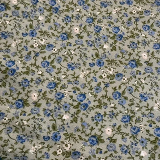Yardblox Exclusive Reformation Floral Green Non-Stretch Viscose LENZING™ ECOVERO™ Viscose Blended Crepe DS23524- Last Cut