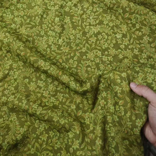 Yardblox Exclusive Reformation Floral Green Non-Stretch Viscose LENZING™ ECOVERO™ Viscose Blended Crepe DS23525
