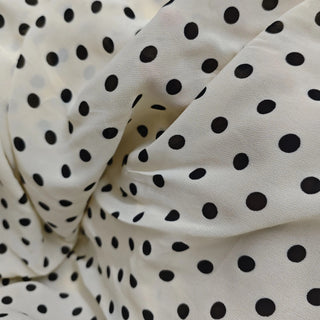 Yardblox Exclusive Reformation Polka Dot Off-White Non-Stretch Viscose Georgette DS23526