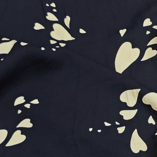 Reformation Hearts Black Non-Stretch Viscose LENZING™ ECOVERO™ Viscose Blended Crepe DS236106