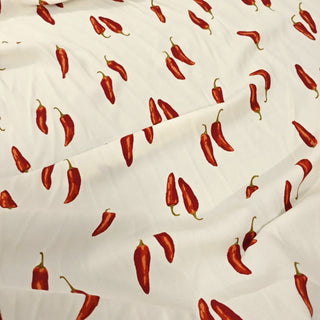 American Fashion Designer Fruits and Vegetables Off-White Non-Stretch Viscose LENZING™ ECOVERO™ Viscose Blended Crepe DS236117