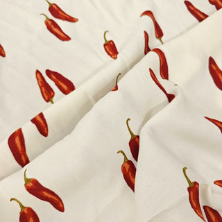 American Fashion Designer Fruits and Vegetables Off-White Non-Stretch Viscose LENZING™ ECOVERO™ Viscose Blended Crepe DS236117