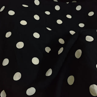 Reformation Polka Dot Black Non-Stretch Viscose LENZING™ ECOVERO™ Viscose Blended Crepe DS23619