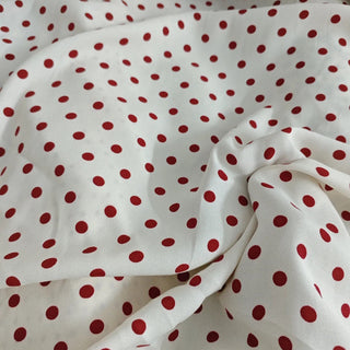 Reformation Polka Dot Red Non-Stretch Viscose LENZING™ ECOVERO™ Viscose Blended Crepe DS23631