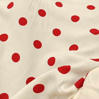 Reformation Polka Dot Off-White Non-Stretch Viscose LENZING™ ECOVERO™ Viscose Blended Crepe DS23639