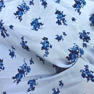 Reformation Floral Blue Non-Stretch Viscose Georgette DS23662