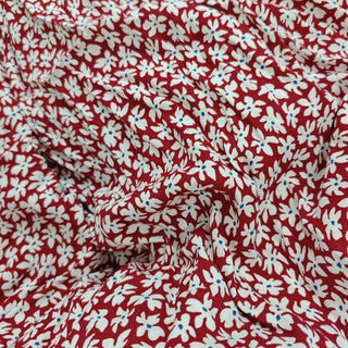 Reformation Floral Red Non-Stretch Viscose LENZING™ ECOVERO™ Viscose Blended Crepe DS23671