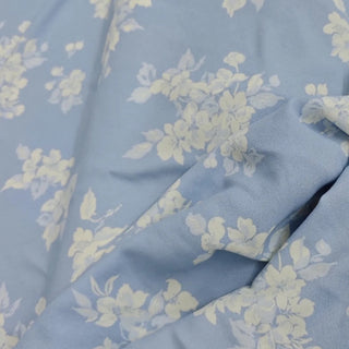 Reformation Floral Blue Non-Stretch Viscose LENZING™ ECOVERO™ Viscose Blended Crepe DS23672