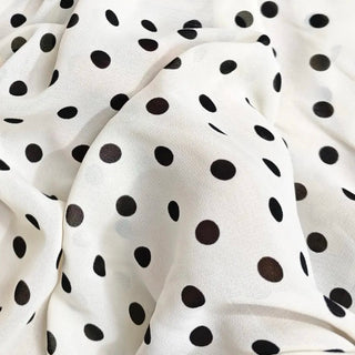 Reformation Polka Dot Off-White Non-Stretch Viscose Georgette DS23680