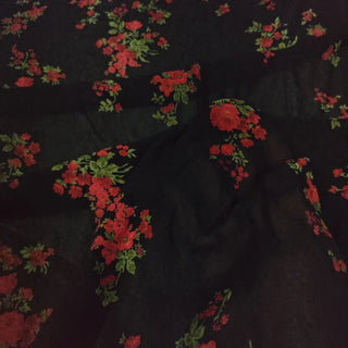 Reformation Floral Black Non-Stretch Viscose Georgette DS23697
