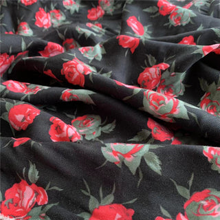 Japanese Fashion Designer Floral Black Non-Stretch Linen Tencel™ / Lyocell Blended Twill DS24601