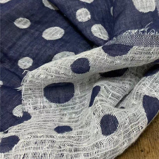 Japanese Fashion Designer Polka Dot Blue Non-Stretch Linen Double Gauze DS24604