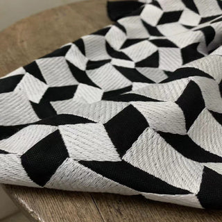 Belgian Fashion Designer Geometric White Non-Stretch Embroidery Linen Tencel™ / Lyocell Blended Dobby Jacquard DS24605