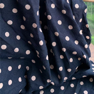 Japanese Fashion Designer Polka Dot Blue Non-Stretch Linen Viscose Blended Plain Woven DS24607