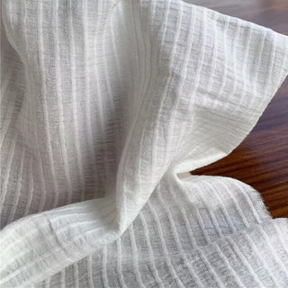 Japanese Fashion Designer Solid White Non-Stretch Washed Organic Cotton Dobby Jacquard DS24609