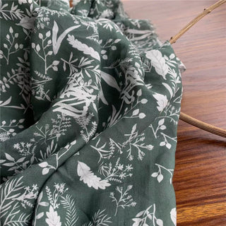 French Fashion Designer Botanical Green Non-Stretch Linen Tencel™ / Lyocell Blended Plain Woven DS24610