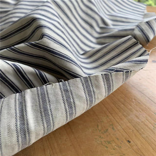 Japanese Fashion Designer Stripes White Non-Stretch Organic Cotton Herringbone  DS24611