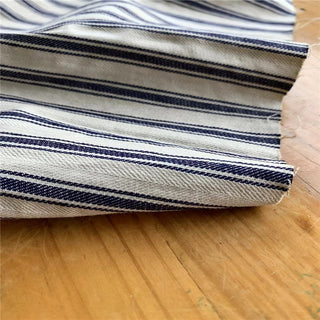 Japanese Fashion Designer Stripes White Non-Stretch Organic Cotton Herringbone  DS24611