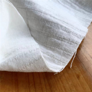 Japanese Fashion Designer Solid Off-White Non-Stretch Washed Linen Cotton Blended Double Gauze DS24612