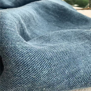 Belgian Fashion Designer Solid Blue Non-Stretch Enzyme Washed Hemp Twill DS24613