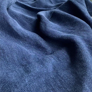Belgian Fashion Designer Solid Blue Non-Stretch Enzyme Washed Hemp Twill DS24614