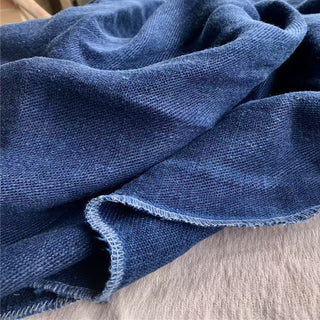 Belgian Fashion Designer Solid Blue Non-Stretch Enzyme Washed Hemp Twill DS24614