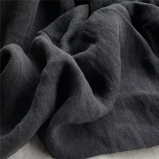 Belgian Fashion Designer Solid Black Non-Stretch Enzyme Washed Hemp Twill DS24616