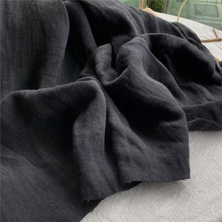 Belgian Fashion Designer Solid Black Non-Stretch Enzyme Washed Hemp Twill DS24616