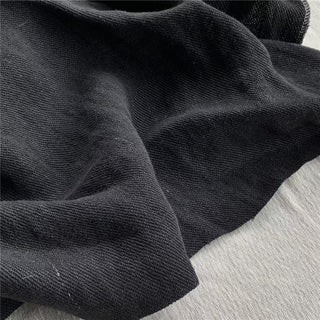 Belgian Fashion Designer Solid Black Non-Stretch Enzyme Washed Hemp Twill DS24616