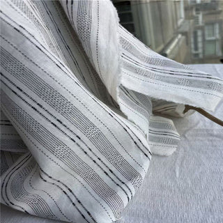 Japanese Fashion Designer Stripes Off-White Non-Stretch Linen Cotton Blended Dobby Jacquard DS24617