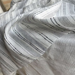 Japanese Fashion Designer Stripes Off-White Non-Stretch Linen Cotton Blended Dobby Jacquard DS24617