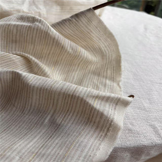 French Fashion Designer Stripes Off-White Non-Stretch Linen Lurex Blended Plain Woven DS24620